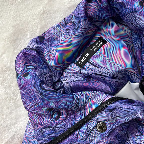 SHEIN Holographic / Trippy Marble Pattern Puffer Coat - Picture 10 of 10